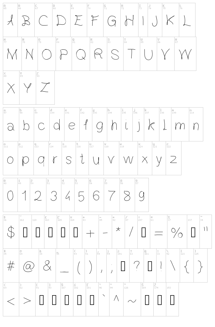 Gaelle 203 font map