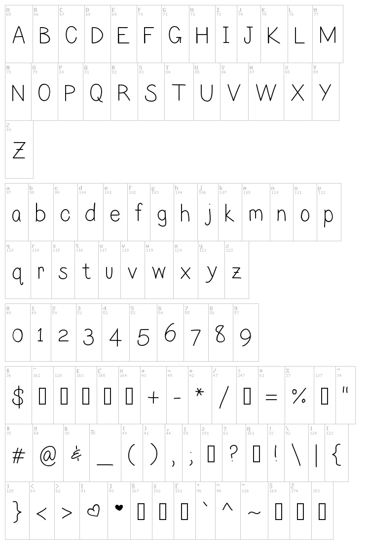 Lilian font map