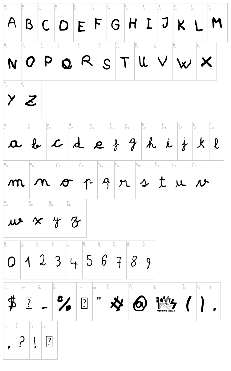 Pree-school font map