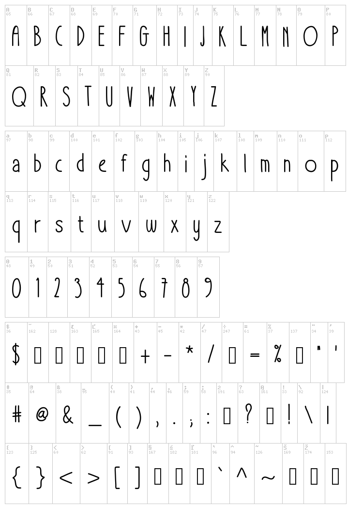 Take It Or Leave It font map