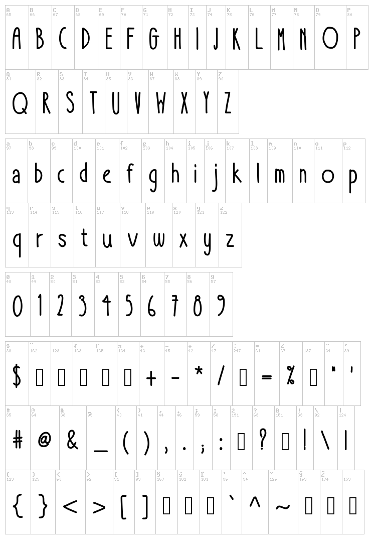 Take It Or Leave It font map