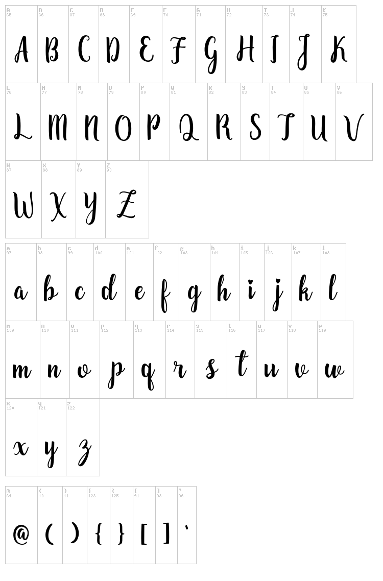 Zaheera font map