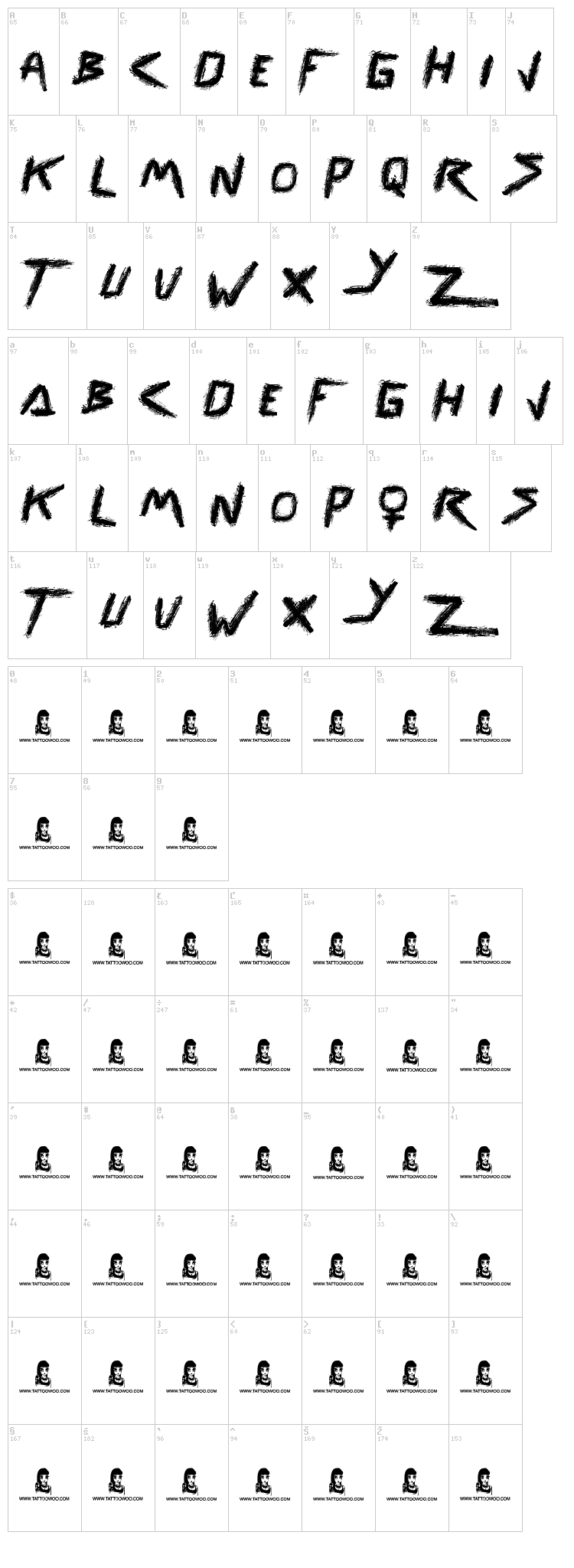 Renegades font map