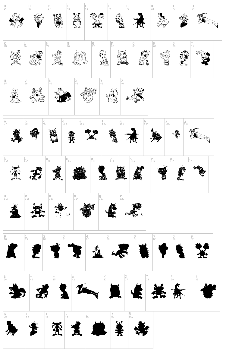 Art Monsters font map