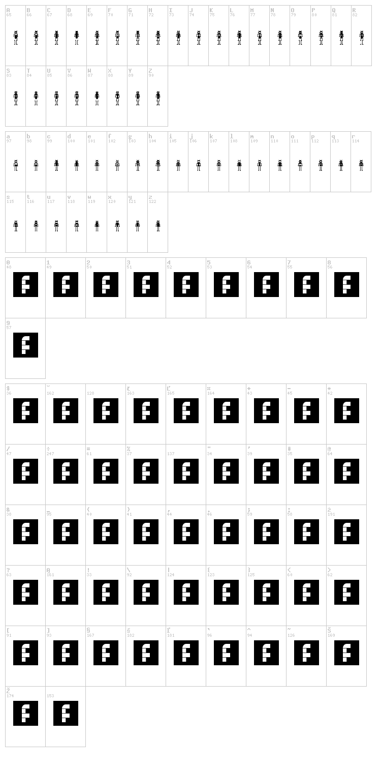 Lost Robo font map