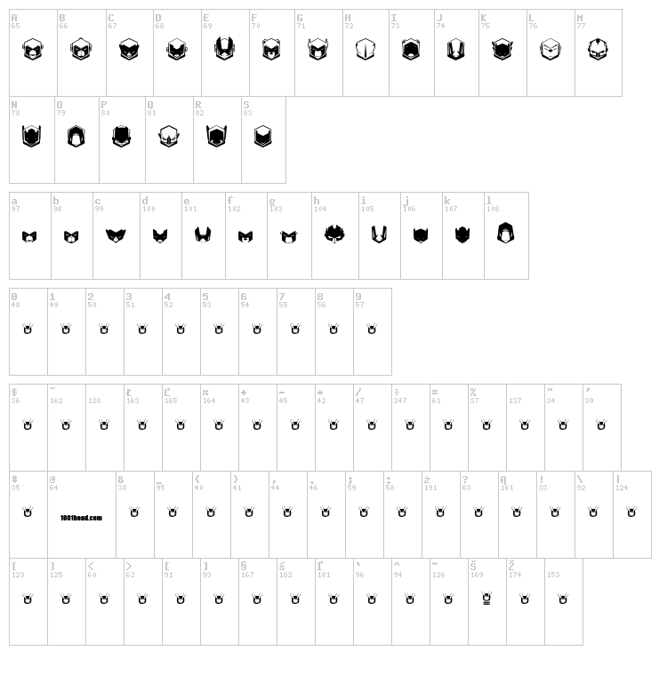 NoxOne font map