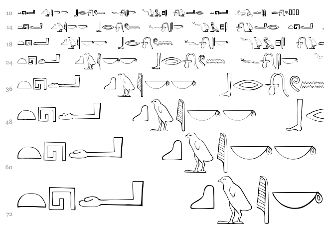 Ancient Egyptian Hieroglyphs font waterfall