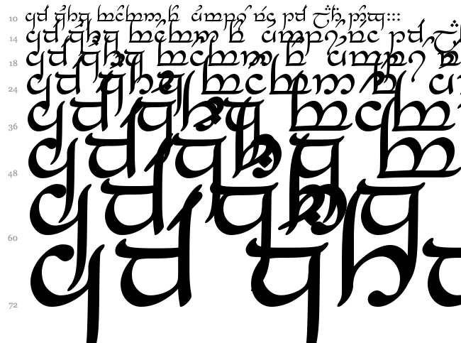 Tengwar Eldanaro font waterfall
