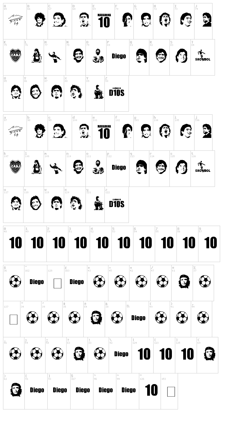 Grande Maradona font map