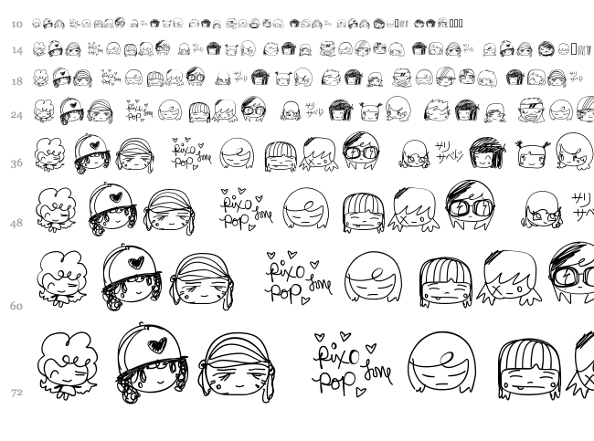 Pixopop Kawaii Girls font waterfall