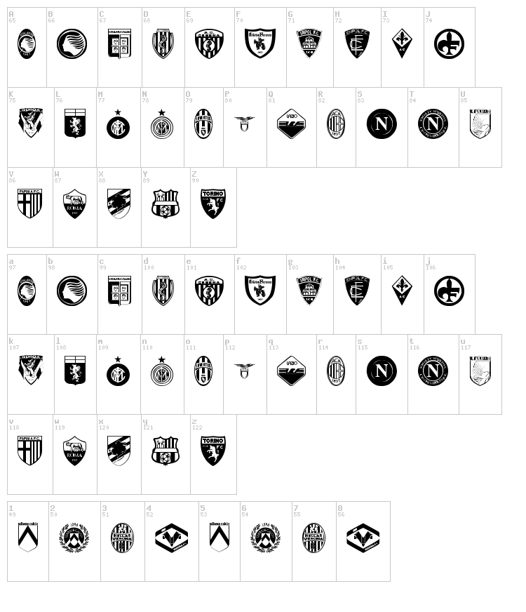 Calcio font map