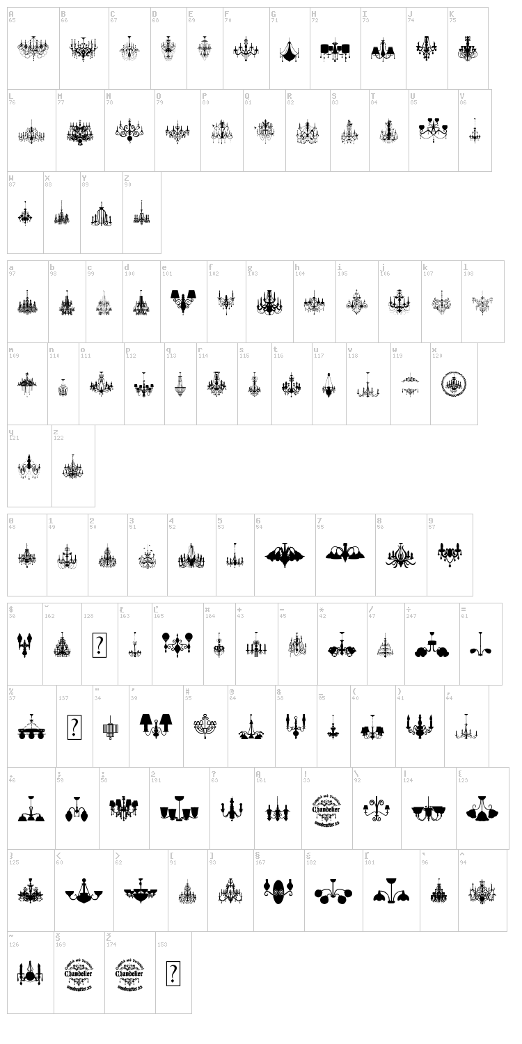 Chandelier font map
