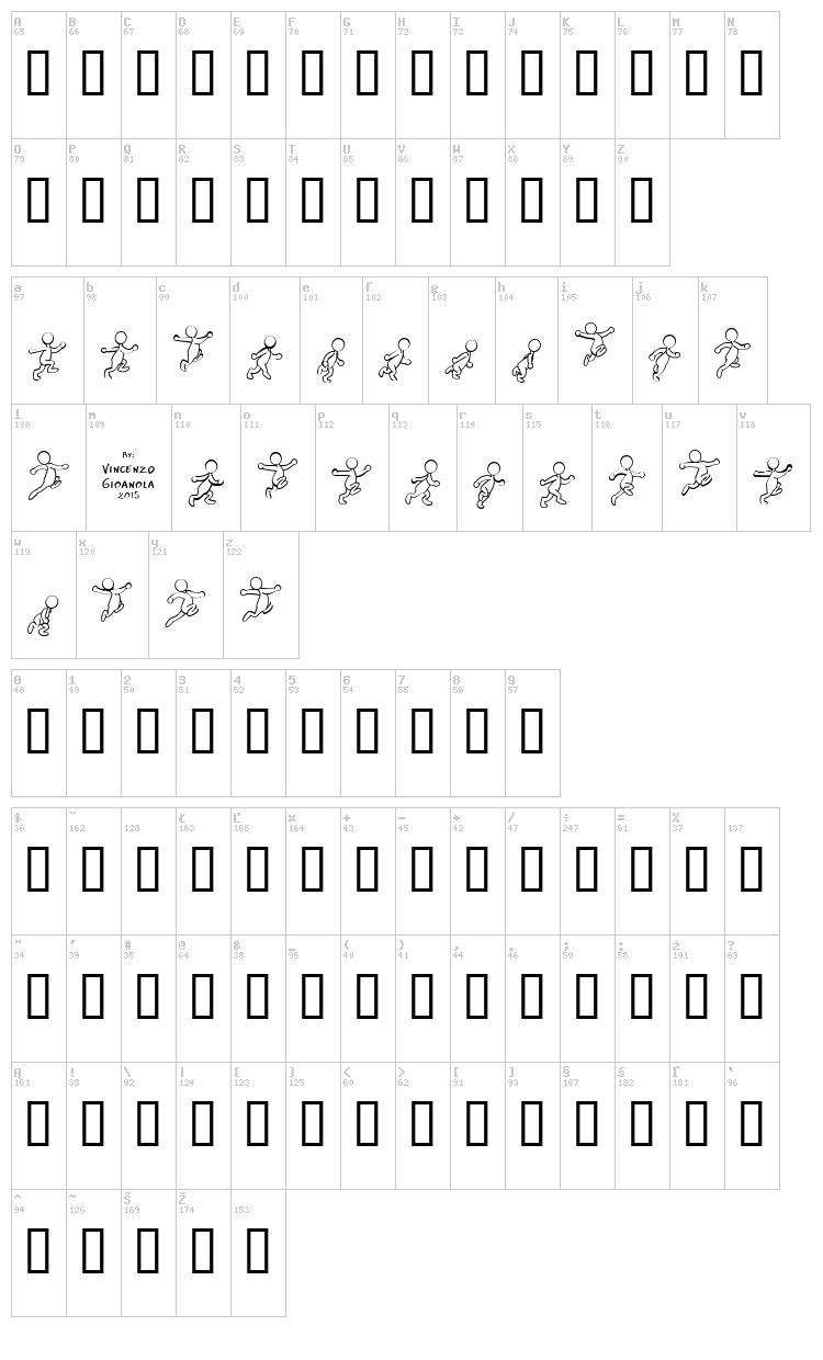 Preston Blair Skip font map