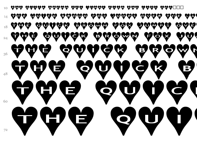 AlphaShapes Hearts font waterfall